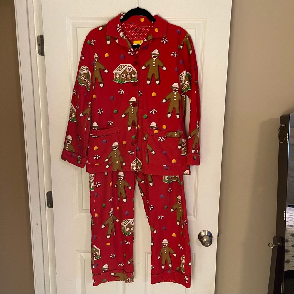 🎄Nick&Nora Flannel “Holiday Sock Monkey” PJ’s Sz Small